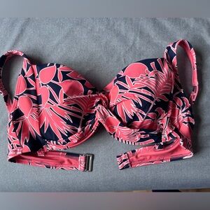 Lands' End Pink and Navy Floral Bikini Top